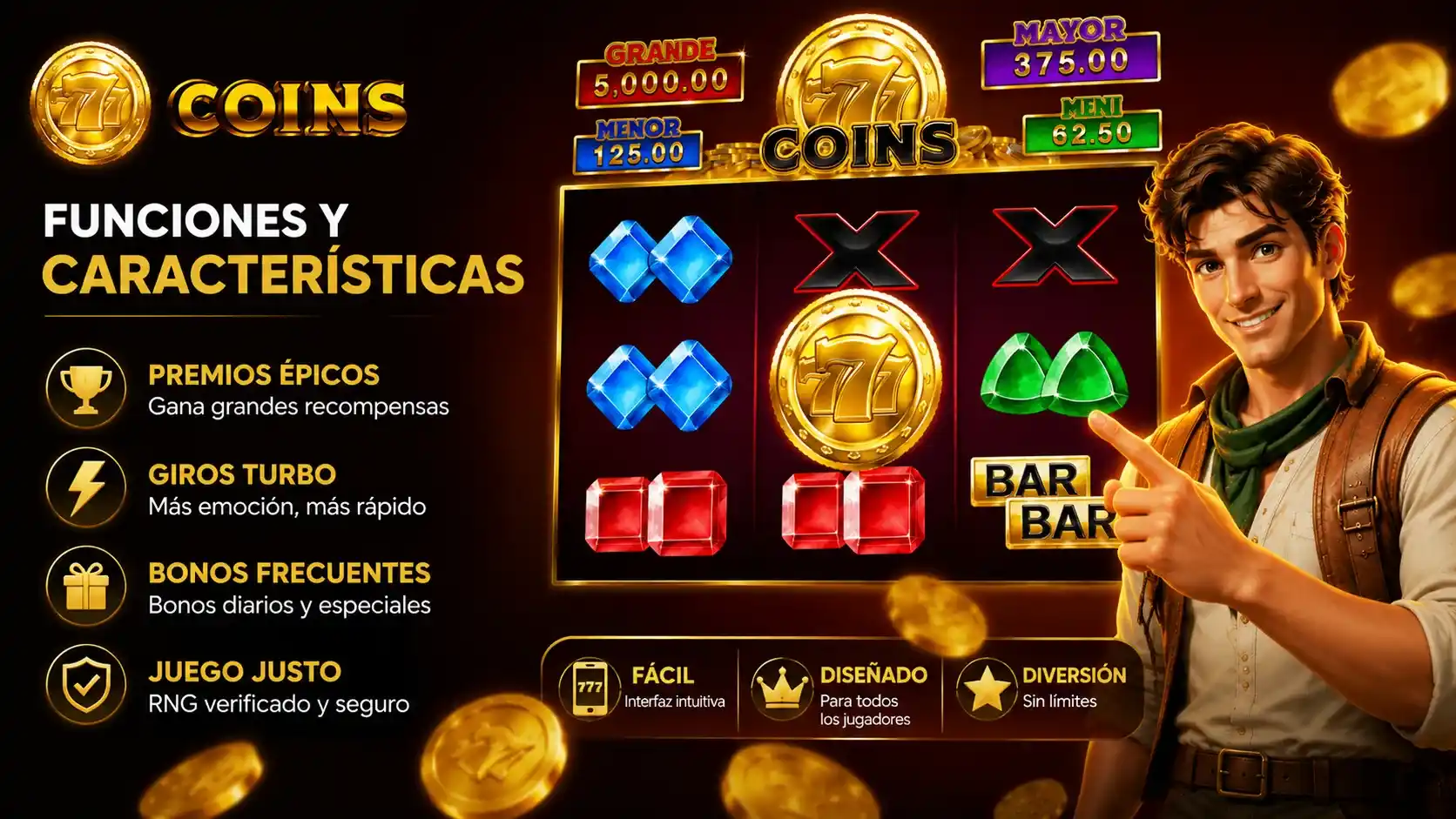Funciones y características de 777 Coins