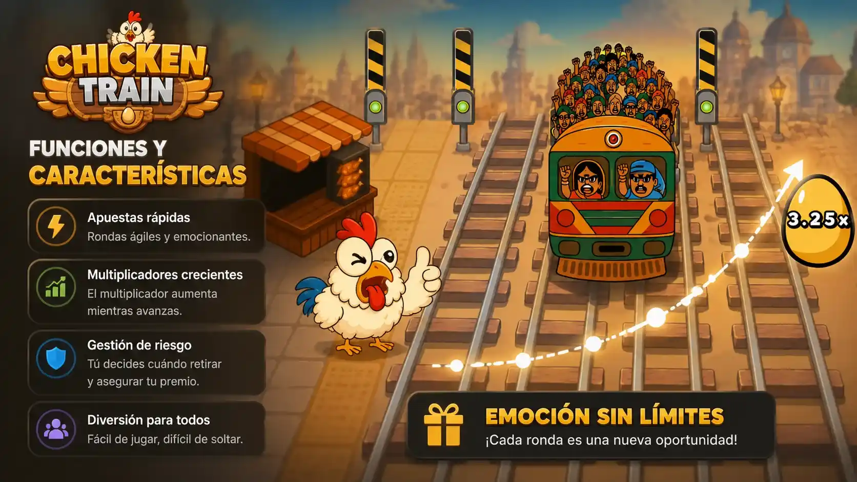 Funciones y características de Chicken Train