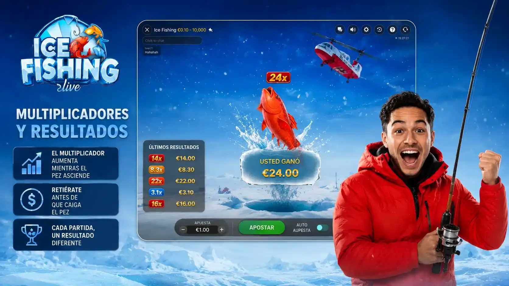 Multiplicadores y resultados en Ice Fishing